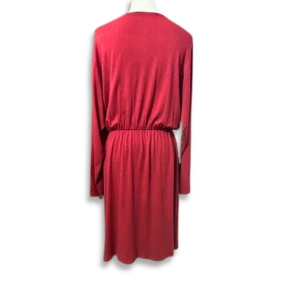 Fraiche By J A-Line Dress Knee Length Long Sleeve Surplice Knit Pink XL NWOT - Picture 4 of 9